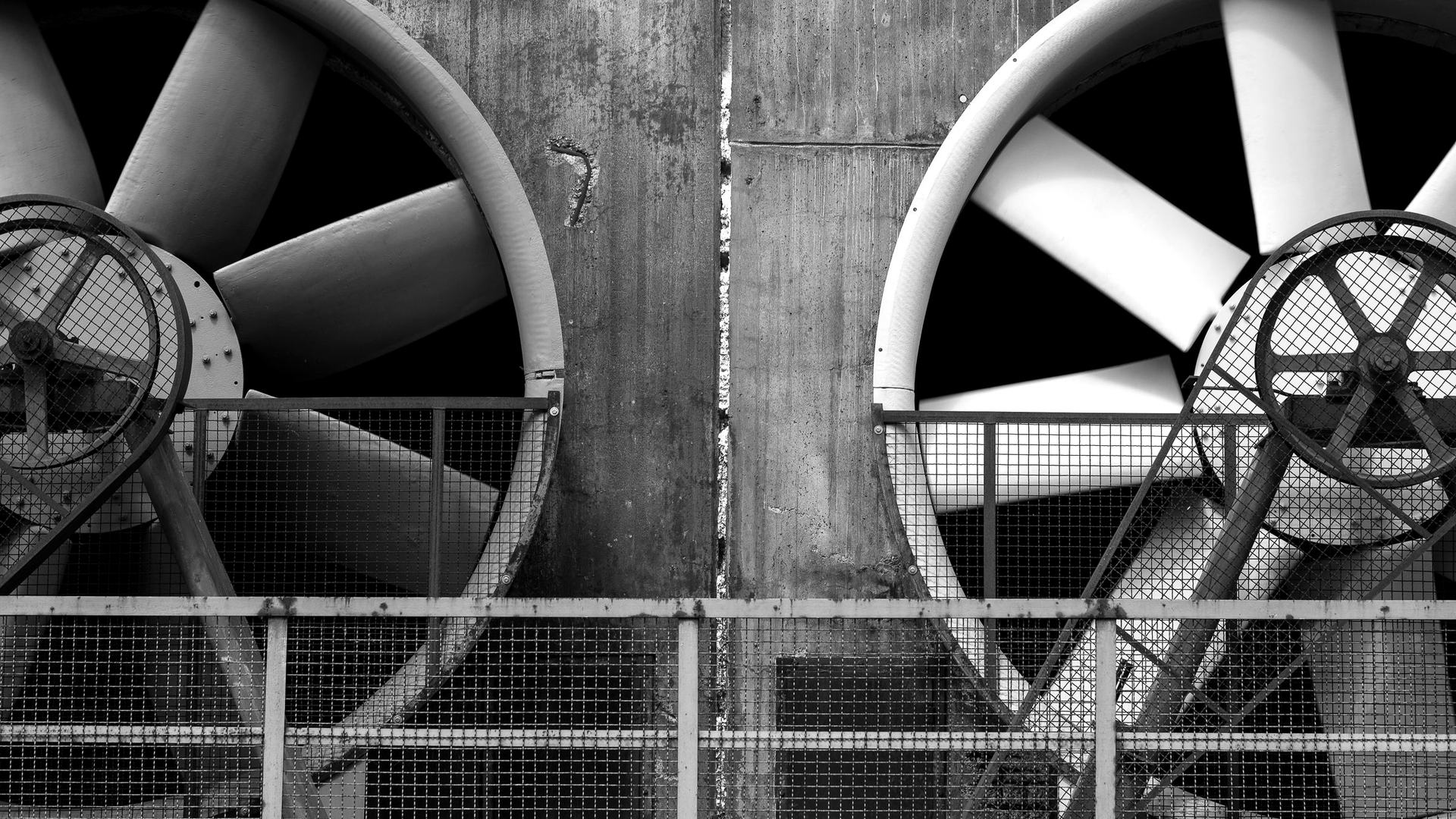 Large industrial ventilation fans